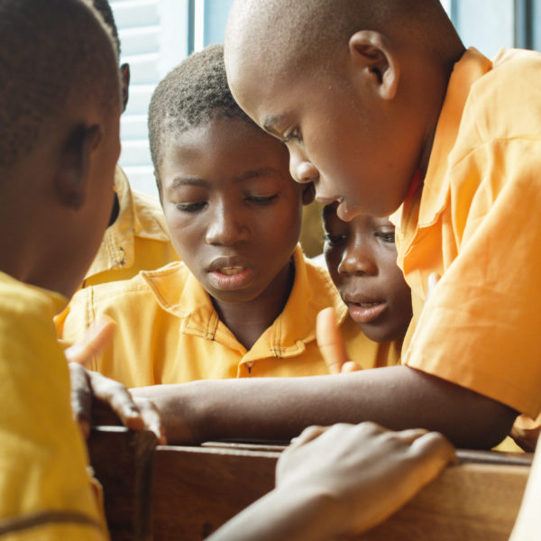 School kids in Ghana learning about the internet
